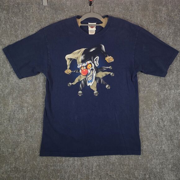 Harley-Davidson Other - VTG Harley-Davidson Men's M Blue Joker Jester Clown Y2K Bloomington IN USA
